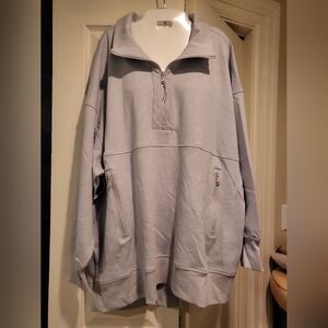 Old Navy Light Gray Half-Zip Sweatshirt